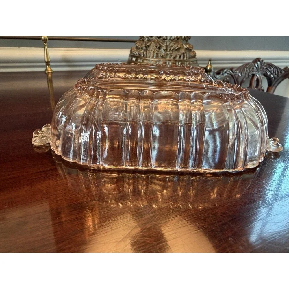 Anchor Hocking Vintage Pink Depression Glass Candy Dish Old Cafe Set of 2